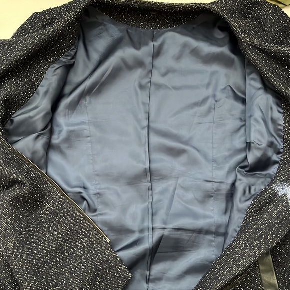 Hugo Boss Klera Tweed Wool Blue Asymmetrical Blazer Coat - Picture 9 of 9